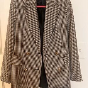 Zara Black and White Houndstooth Blazer